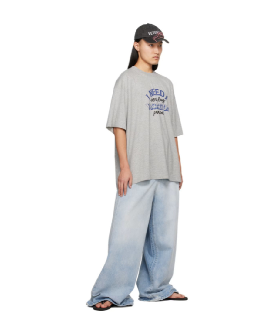 Vetements Slogan-print Cotton T-shirt In Gray