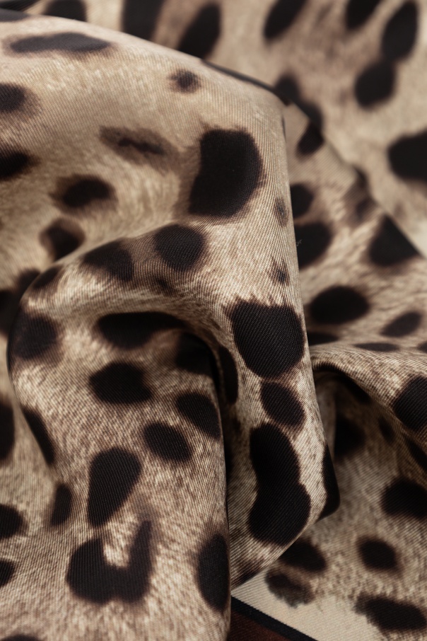 Dolce & Gabbana Leopard-print Silk Scarf In Nude