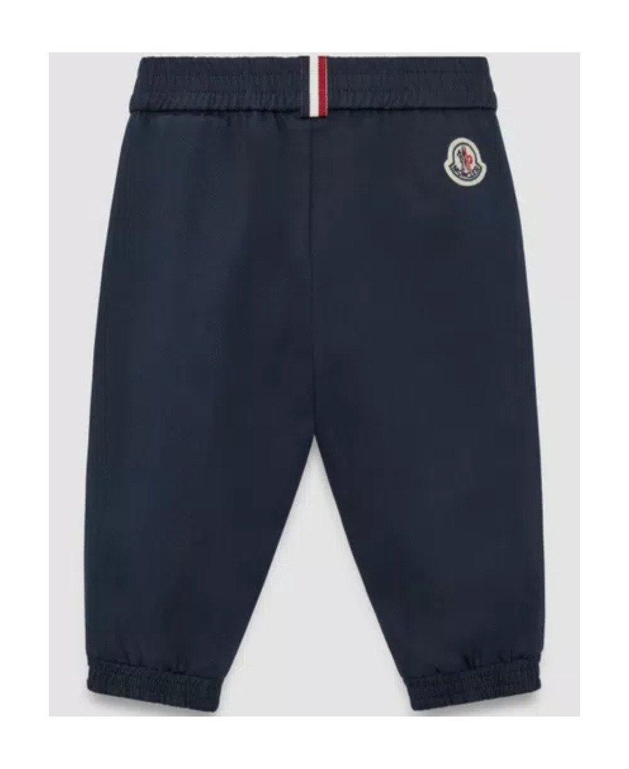 Moncler Logo Sticker Casual Pants In Blue