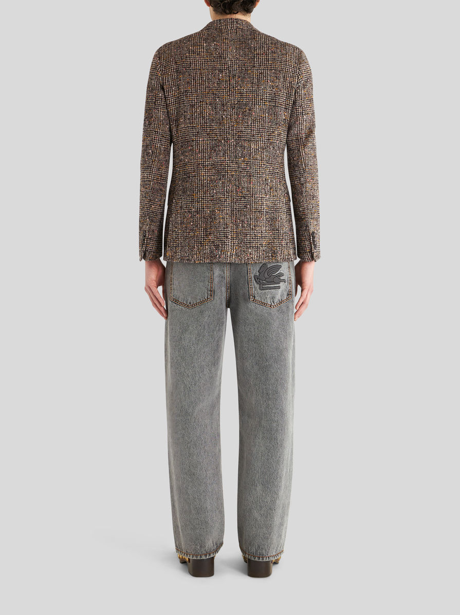 Etro Check Pattern Notch Lapel Jacket With Front Pockets In Brown