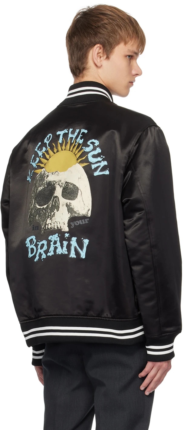 Undercover Satin Stadium Bomber Jacket In Black