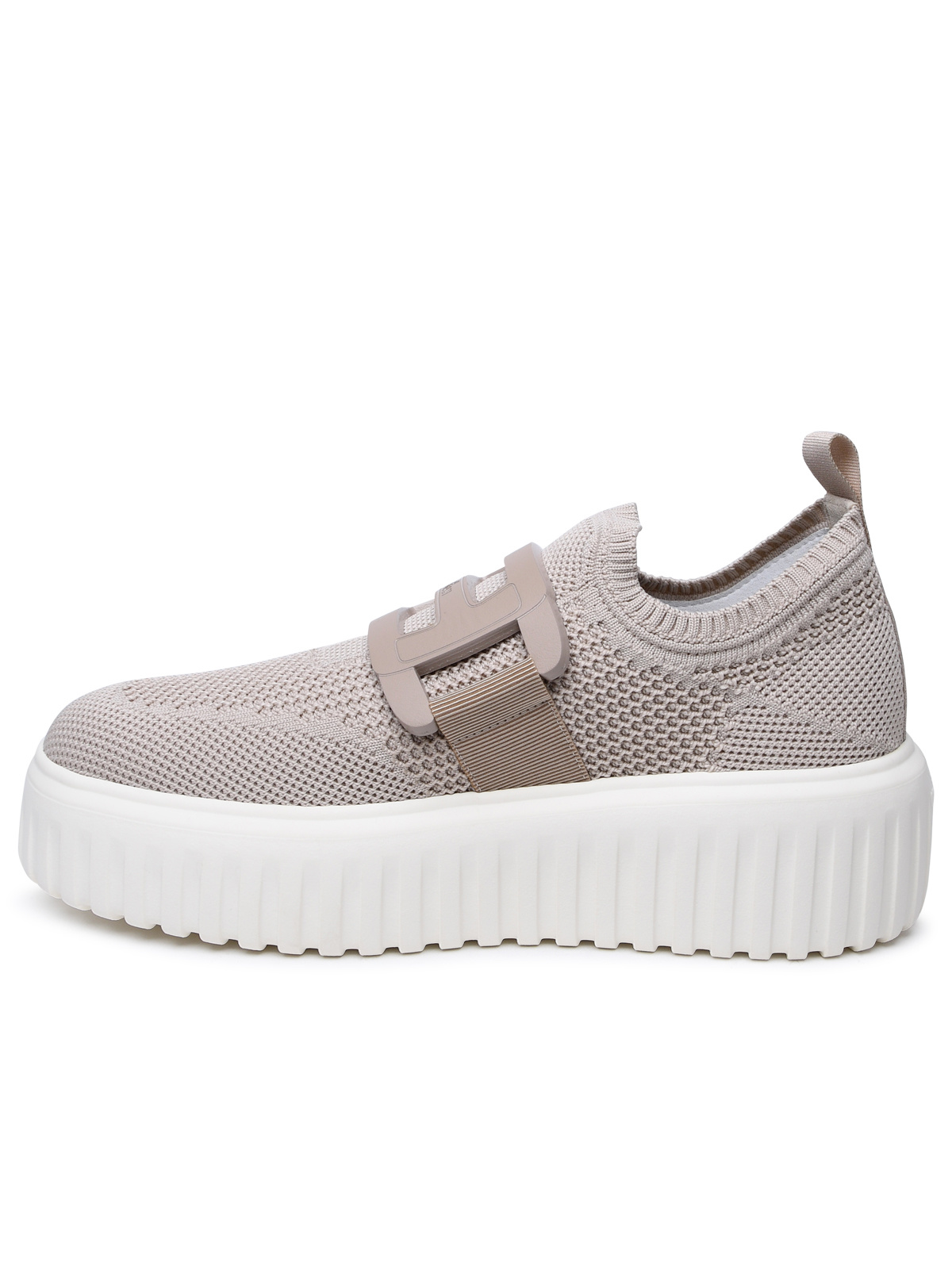 Hogan Beige Fabric Sneakers In White