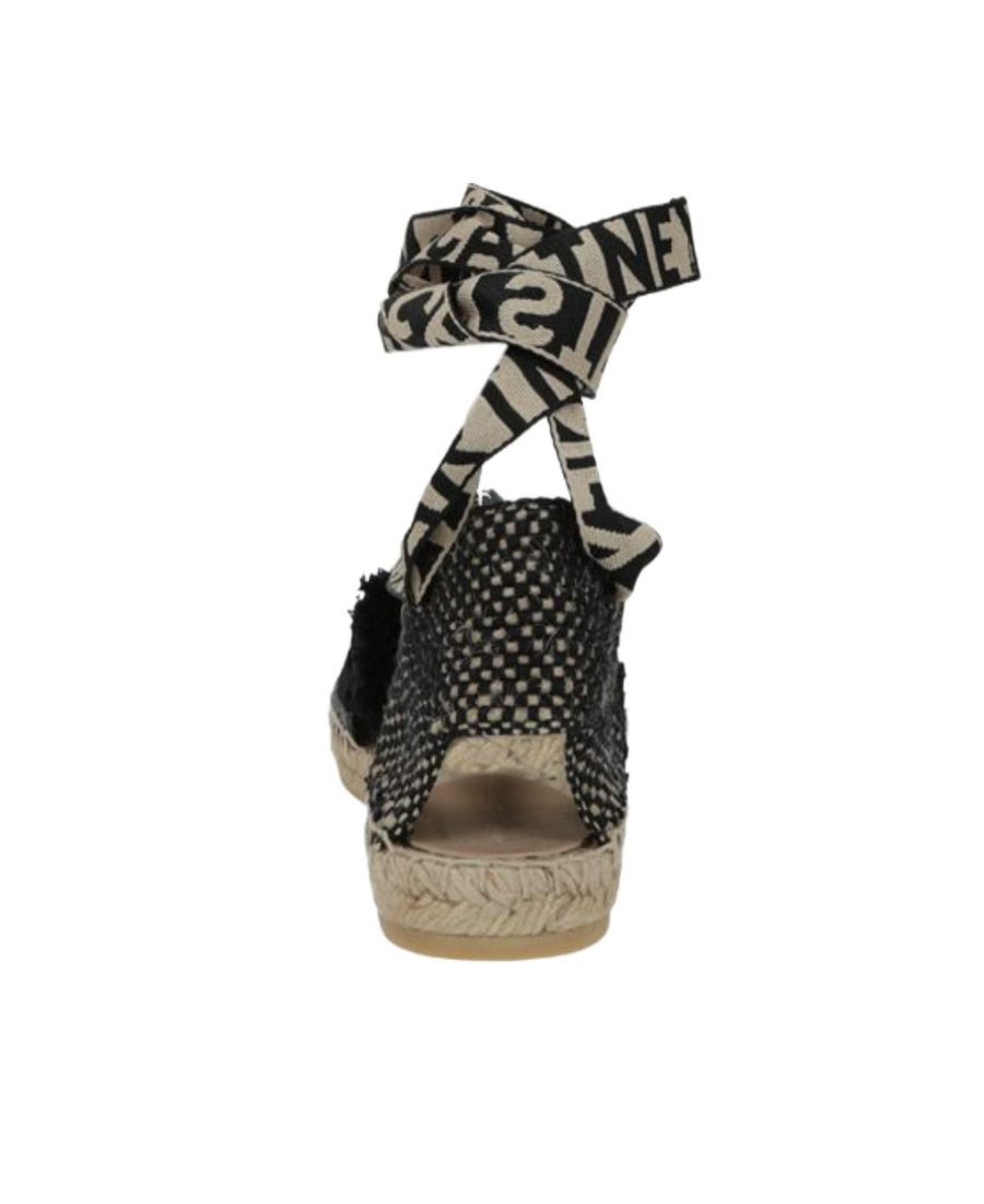 Stella Mccartney Gaia Logo-trim Lace-up Espadrilles In Black