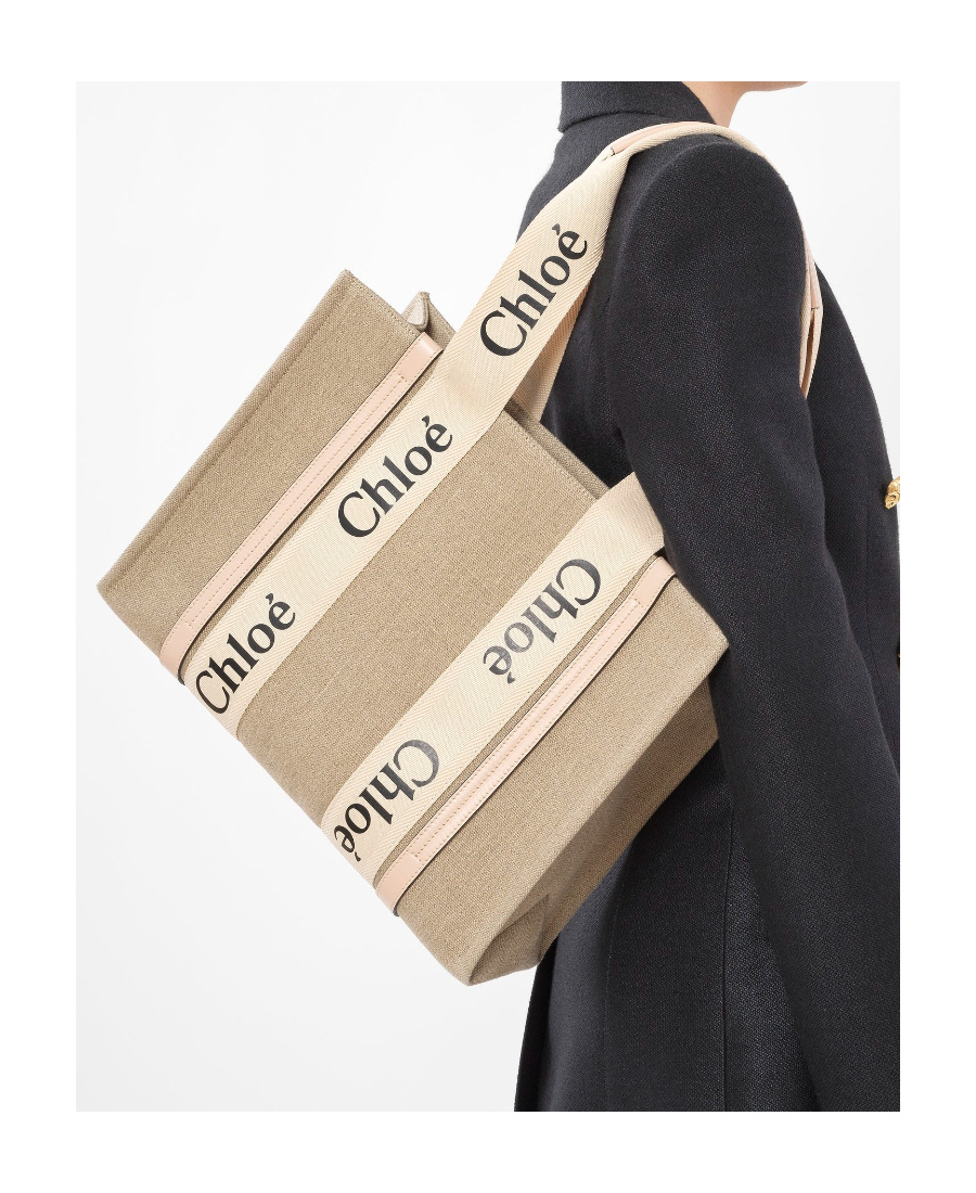 Shop Chloé Medium Woody Tote Bag In Nude