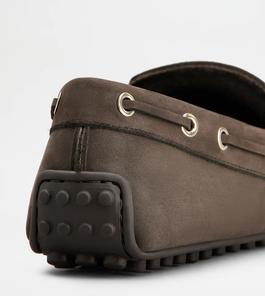 Tod's City Gommino Nubuck Driving Shoes In Brown