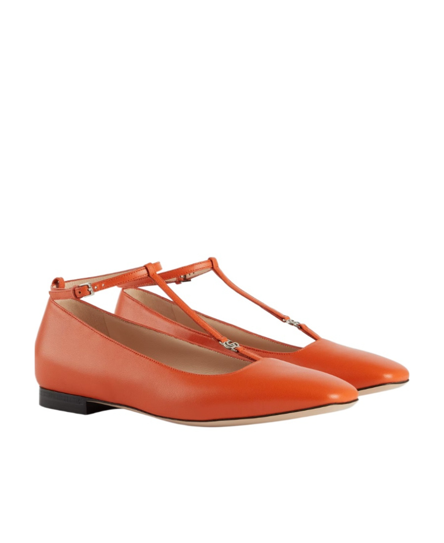 Gucci Gg-plaque T-bar Ballerina Shoes In Multicolor