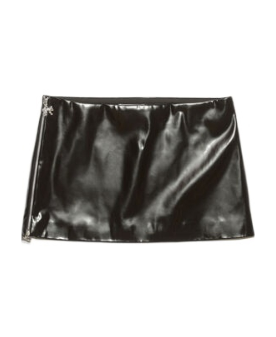 Acne Studios Patent-finish Zip-up Mini Skirt In Black