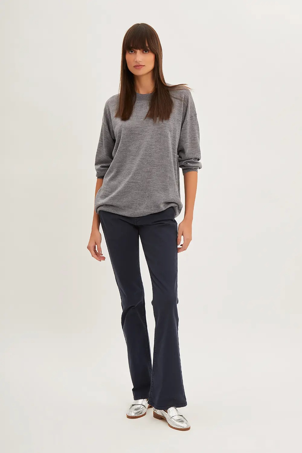 Shop P.a.r.o.s.h Round-necked Wool Sweater In Gray
