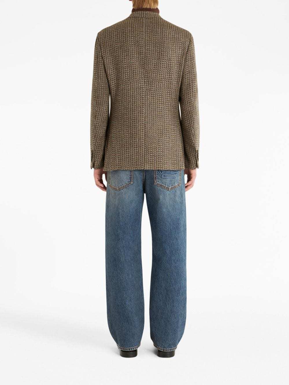 Etro Mixed Wool Jacket In Brown