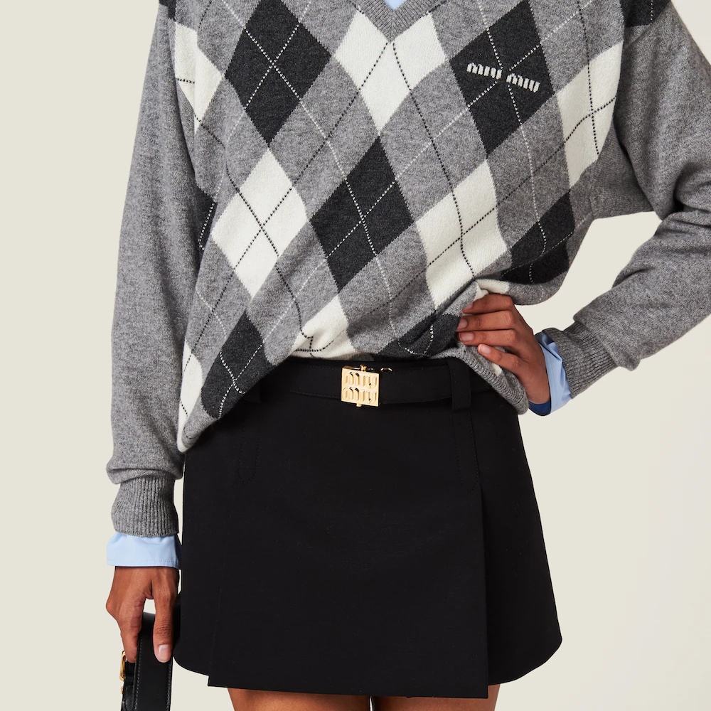 Miu Miu Grain De Poudre Miniskirt In Black
