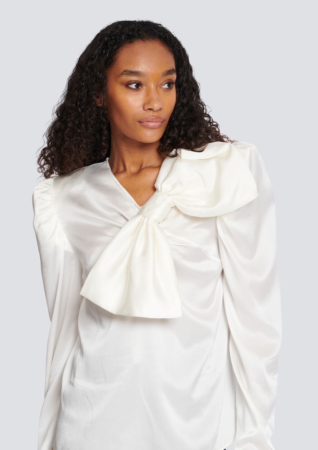 Shop Balmain Top With A Large Bow In White