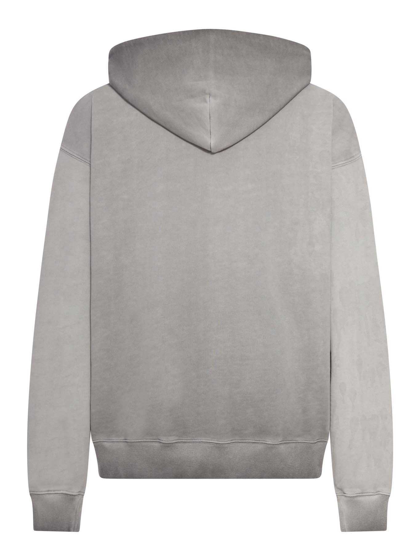 Off-white Hoodie In Cotton With Degraded Effect In Gray