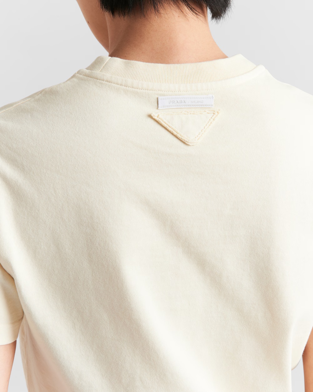 Prada Womens Yellow Logo-embroidered Slim-fit Stretch-cotton T-shirt In Vanilla