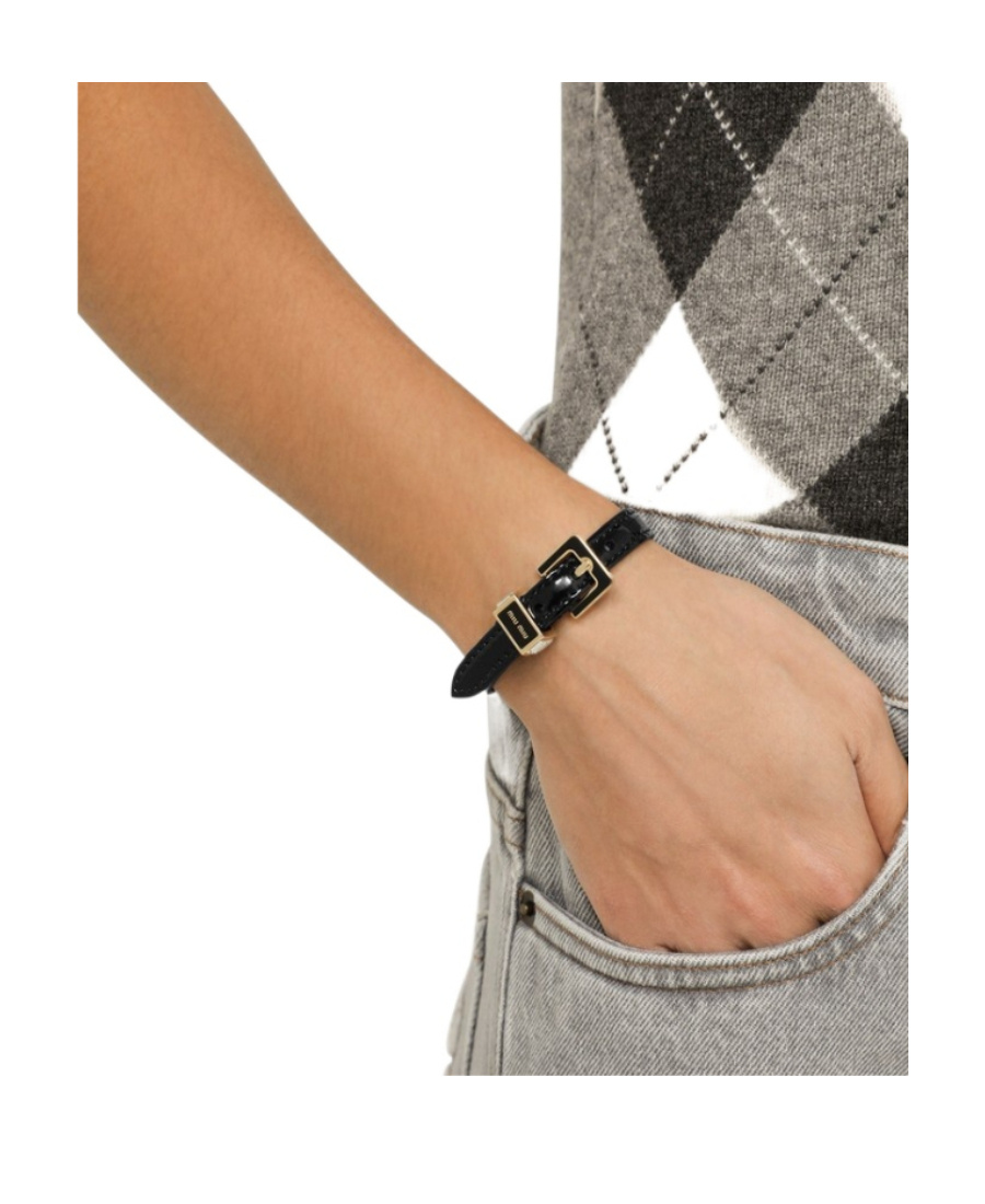 Miu Miu Logo Bracelet In Black