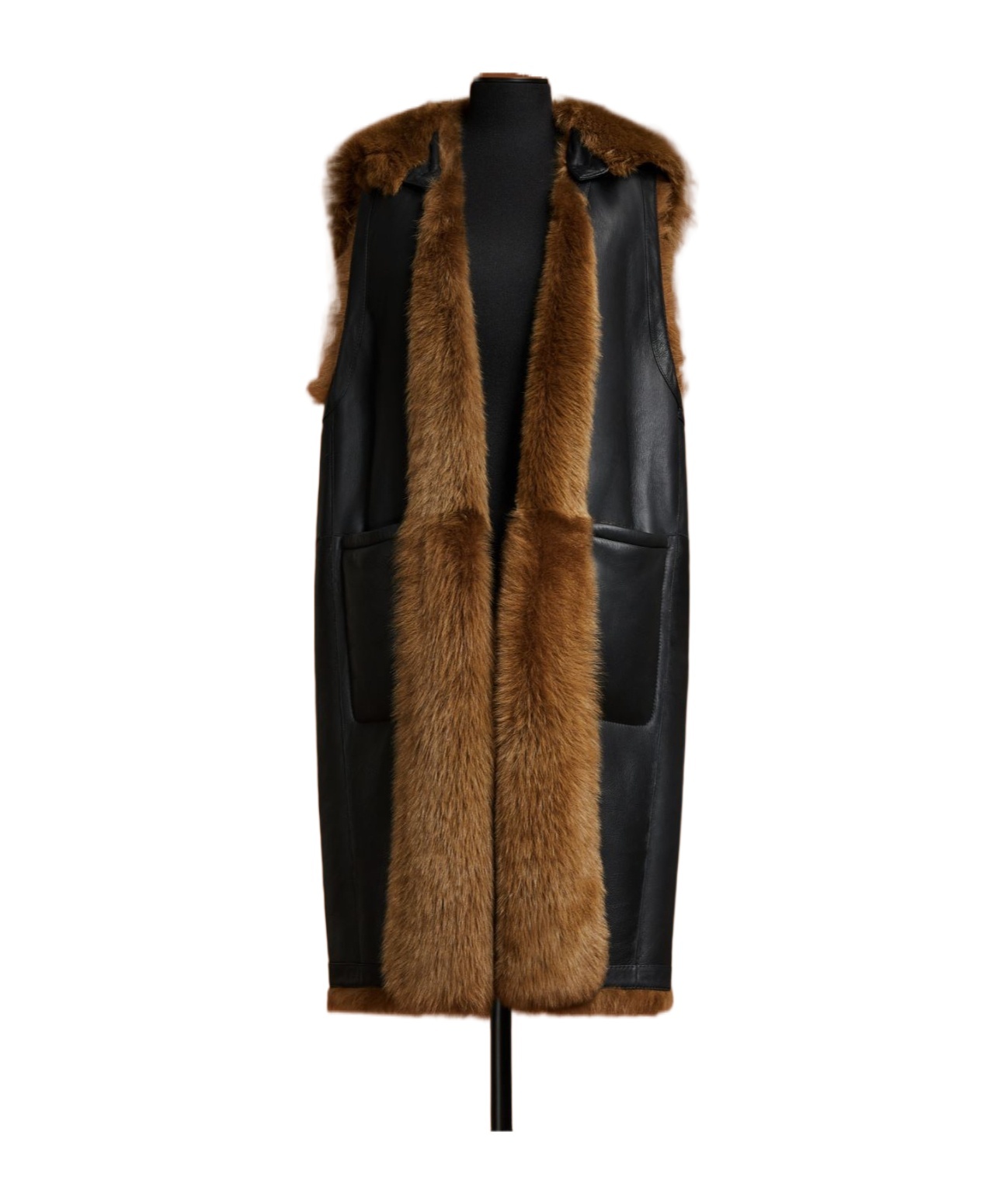 Max Mara Double-sided Wool Vest Coat In Black