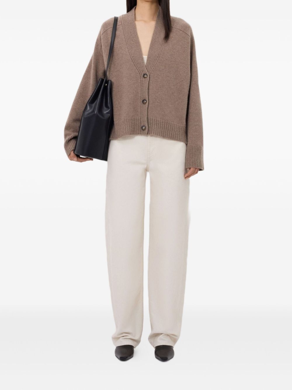 Loulou De Saison Kaia Lds Anthracite Grey Cashmere Cardigan In Brown