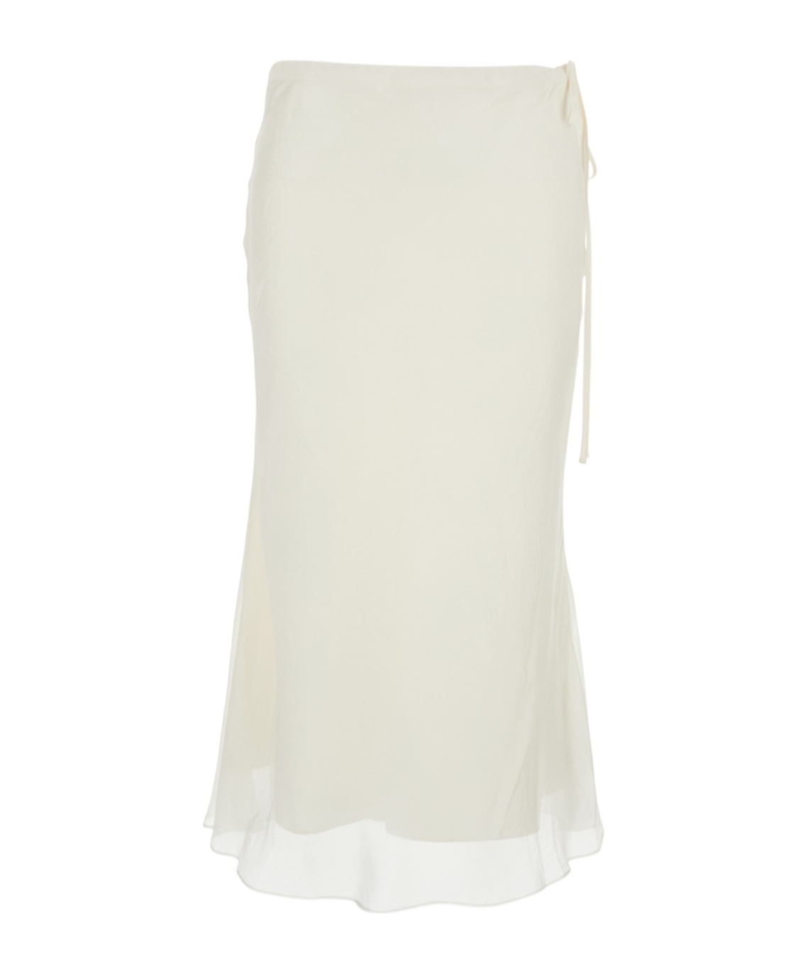 Dunst White Skirt With Side Knot Closure And Semi-transparent Hem In Viscose Woman