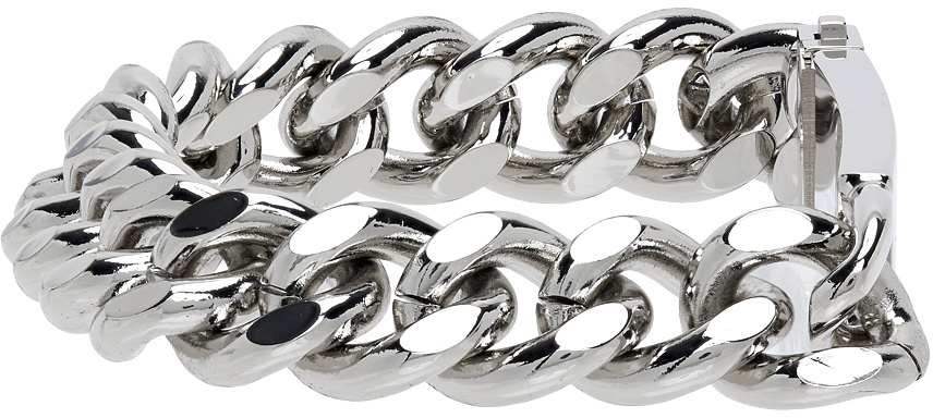 Shop Dsquared2 Logo Engraved Bracelet In Gray
