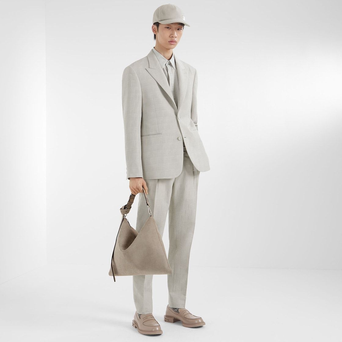 Fendi Shadow Motif Straight-leg Trousers In White