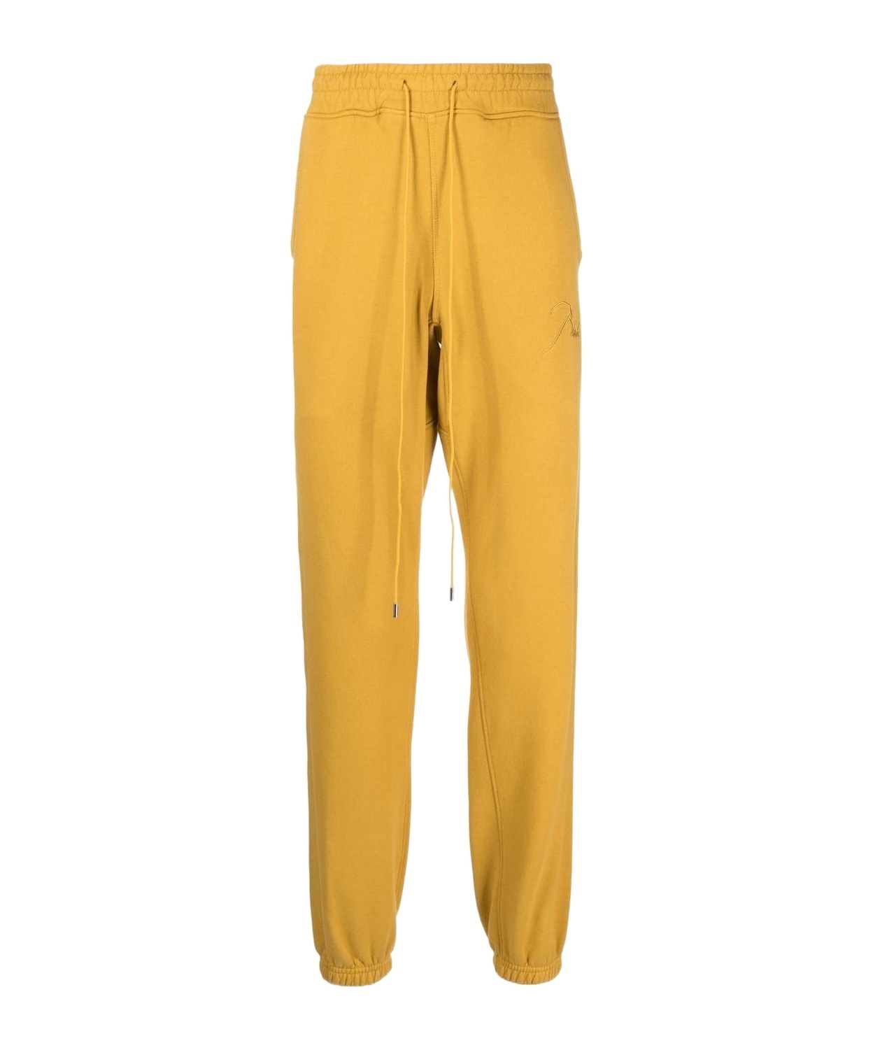 Rhude Embroidered-logo Drawstring Track Pants In Yellow