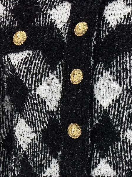 Shop Balmain Gingham Tweed Jacket In White