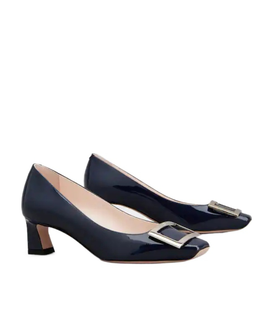 Roger Vivier Belle Vivier Patent Pumps With Metal Buckle In Black