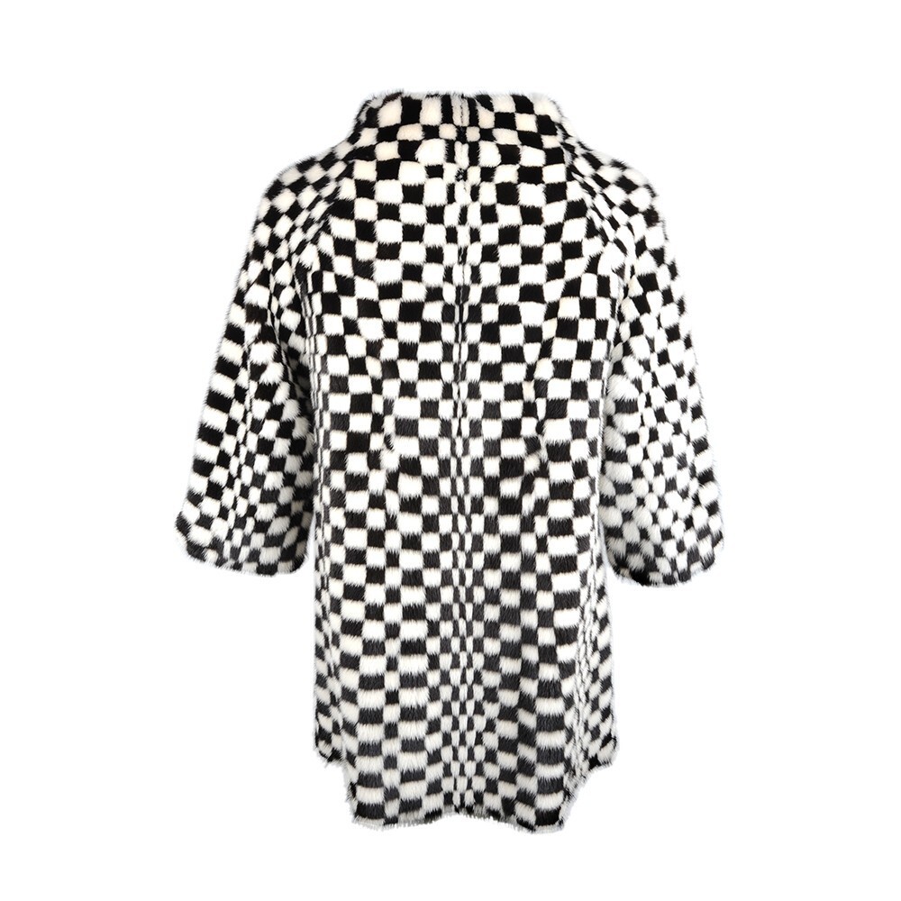 Frame Plaid Fur In Black