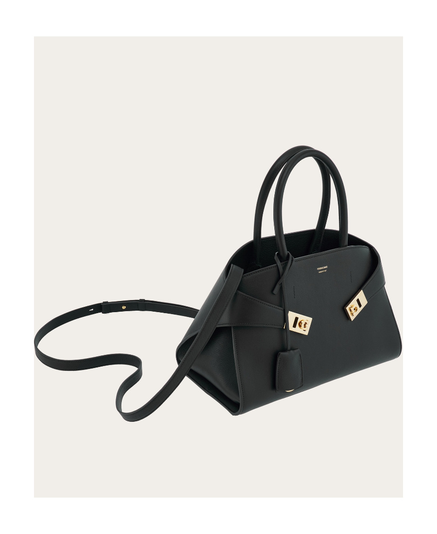 Shop Ferragamo Medium Hug Gancini-buckle Tote Bag In Black