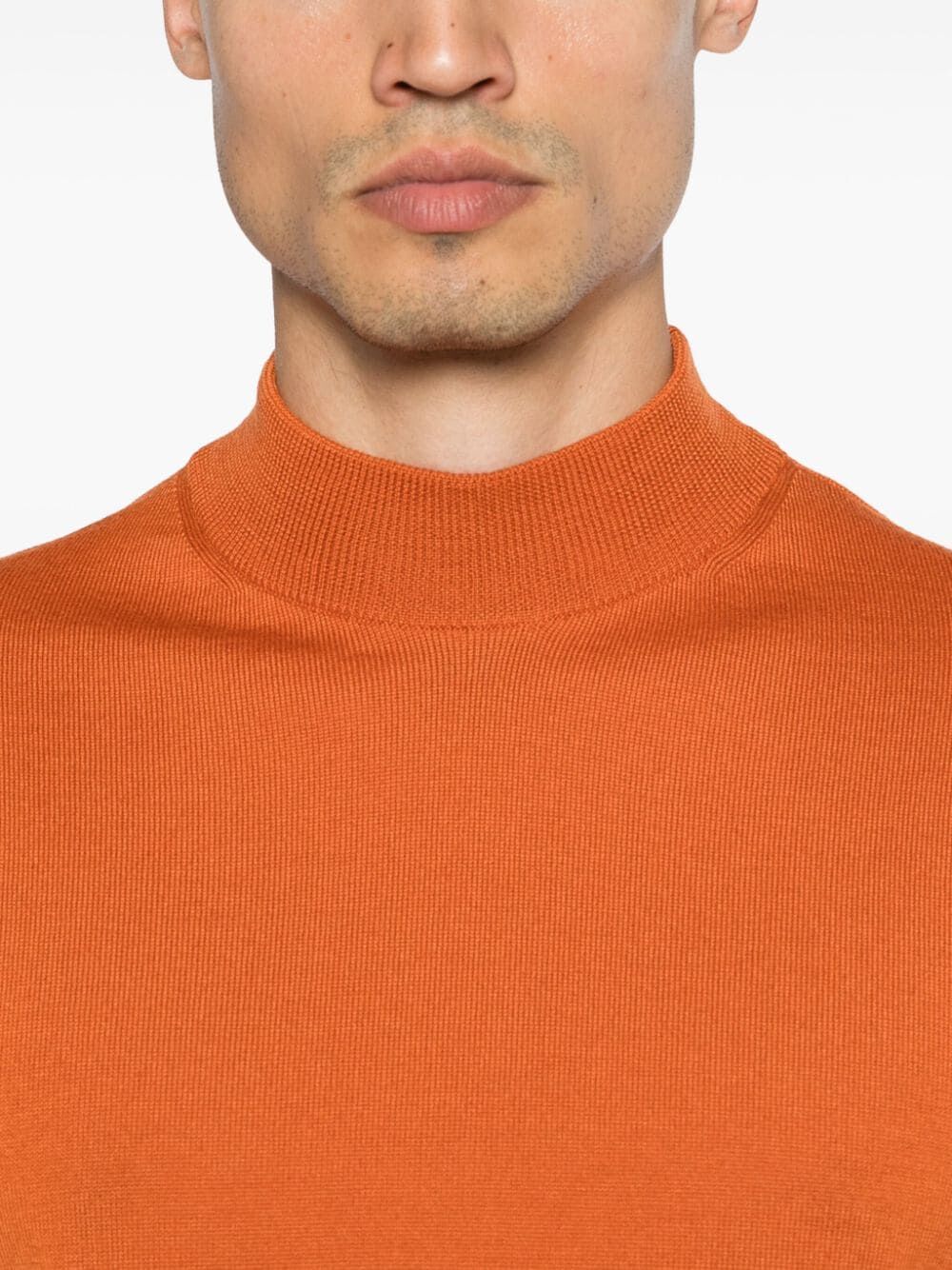 Altea Mock-neck Wool Sweater In Orange