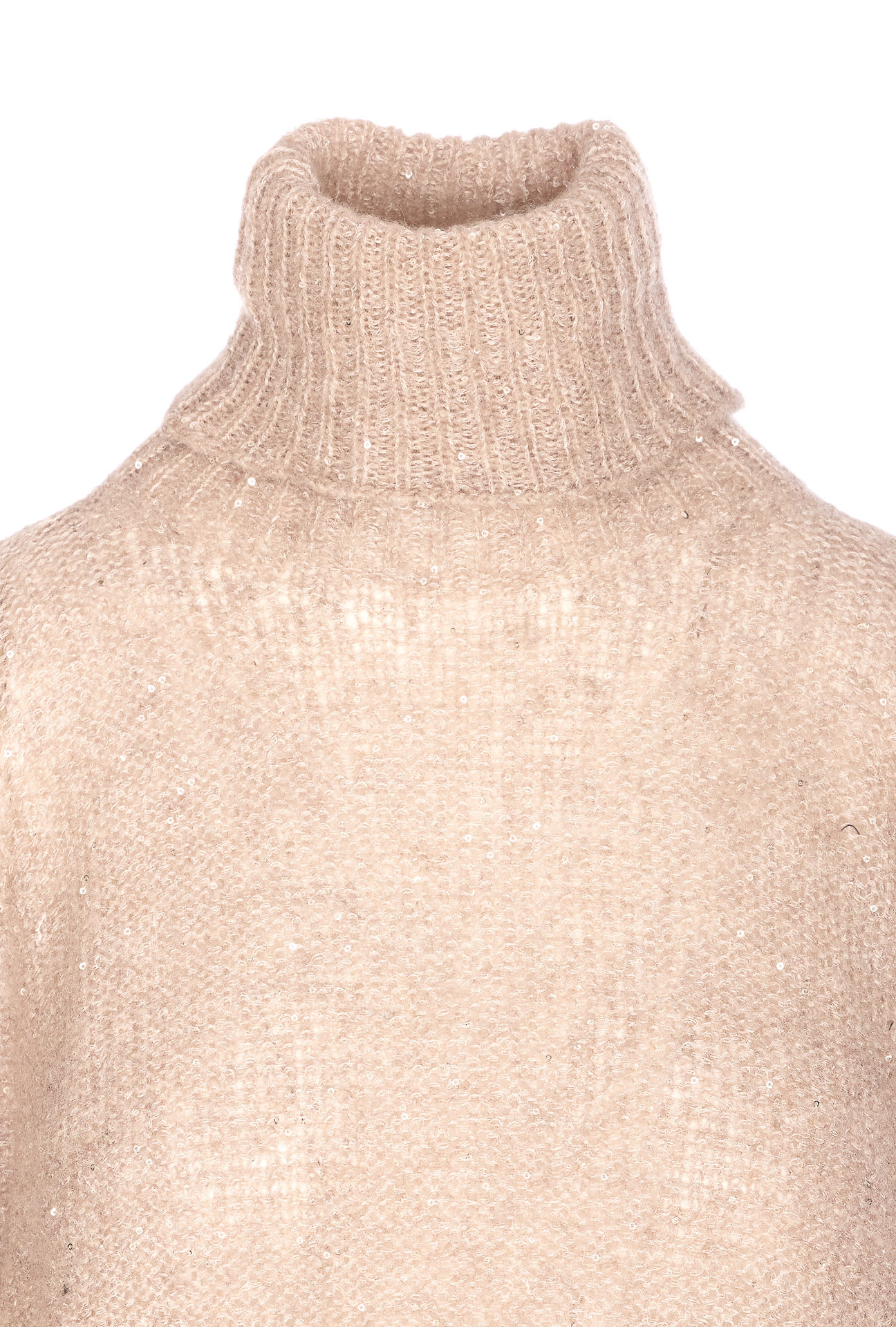 Roberto Collina High Neck Turtleneck Sweater Sequins In Neutral