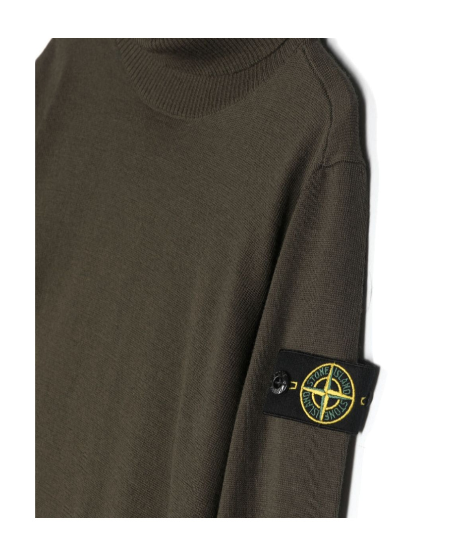 Stone Island Compass Turtleneck Sweater In Green
