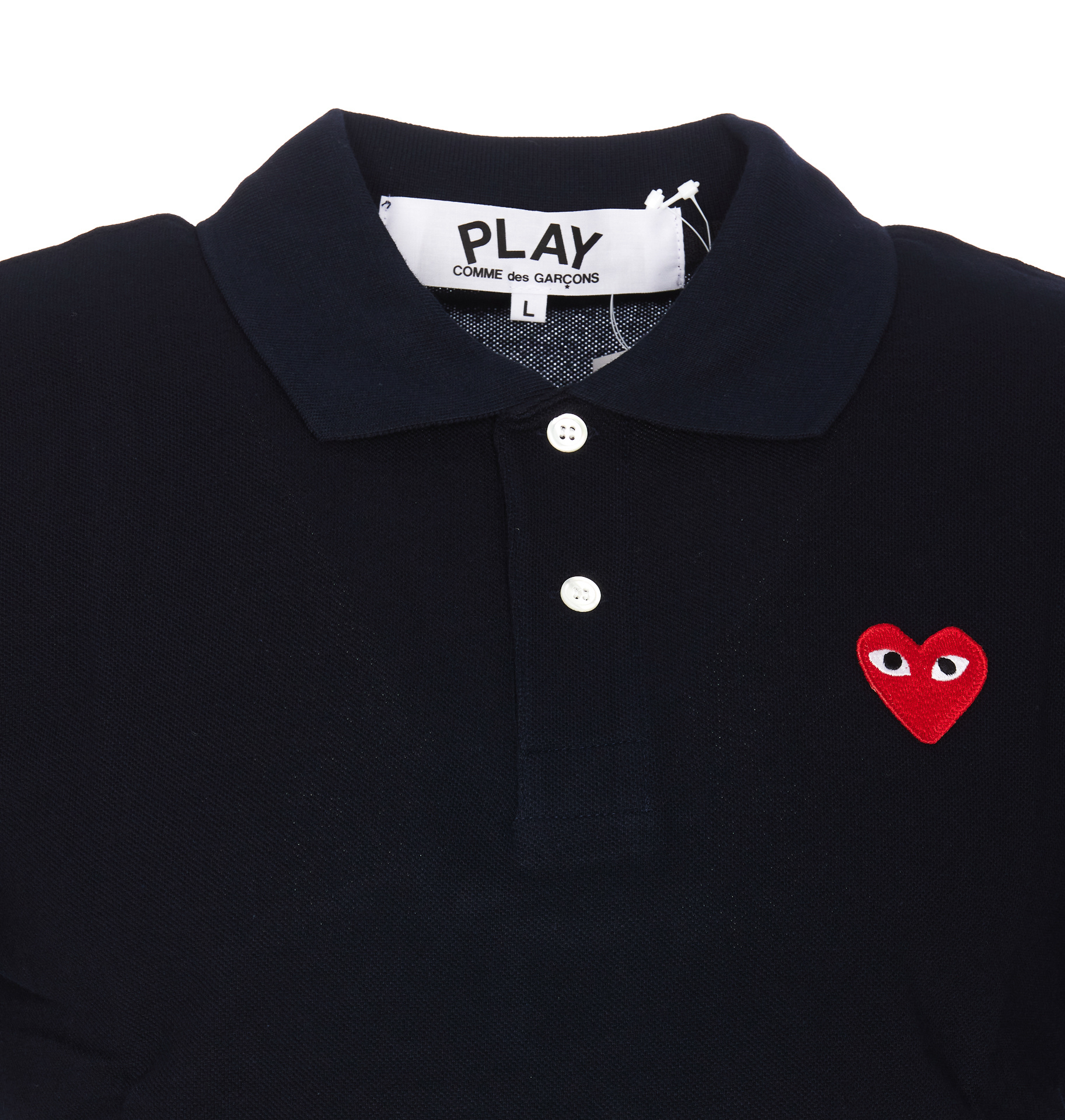 Comme Des Garçons Play Polo Shirt With Ribbed Collar And Straight Hem In Black