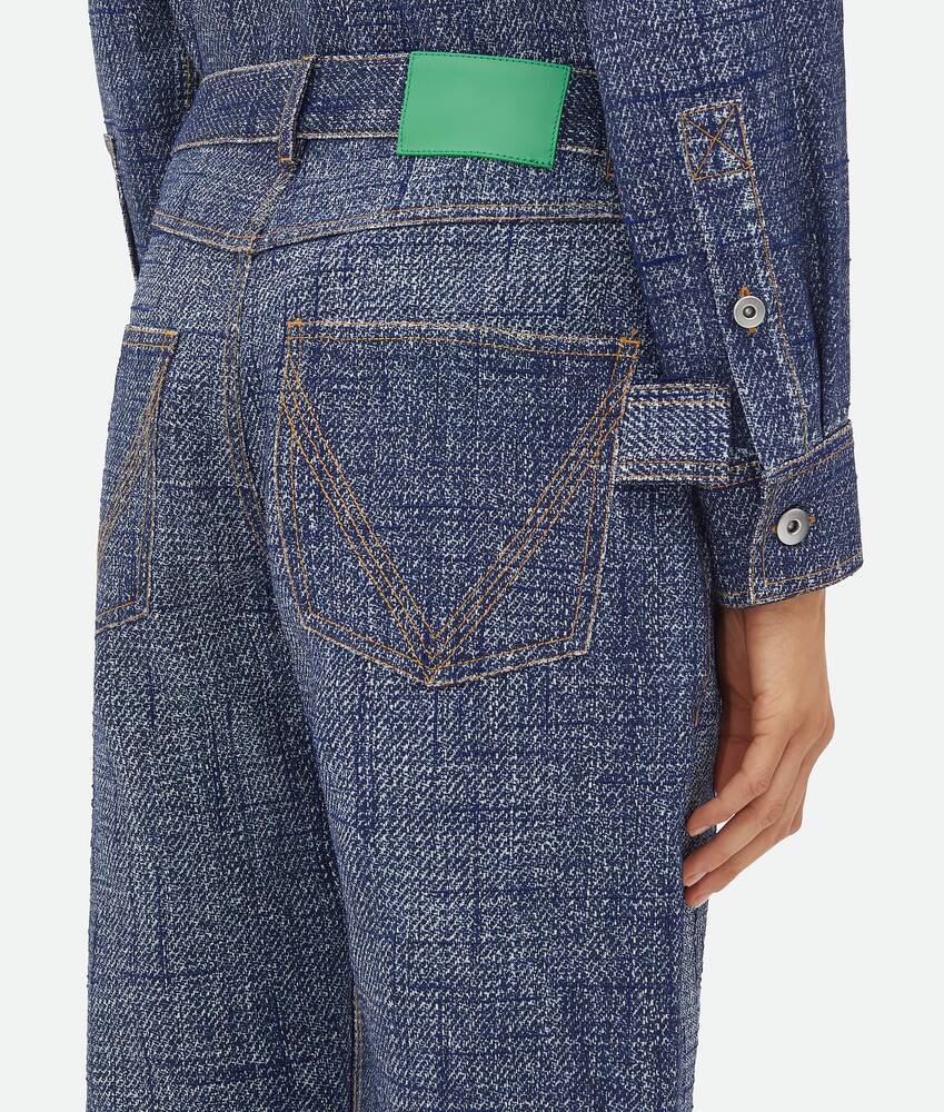 Bottega Veneta Denim-texture Tapered Trousers In Blue