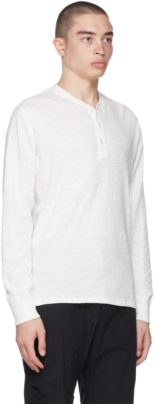 Rag & Bone Round Slit Collar Long-sleeved T-shirt In White