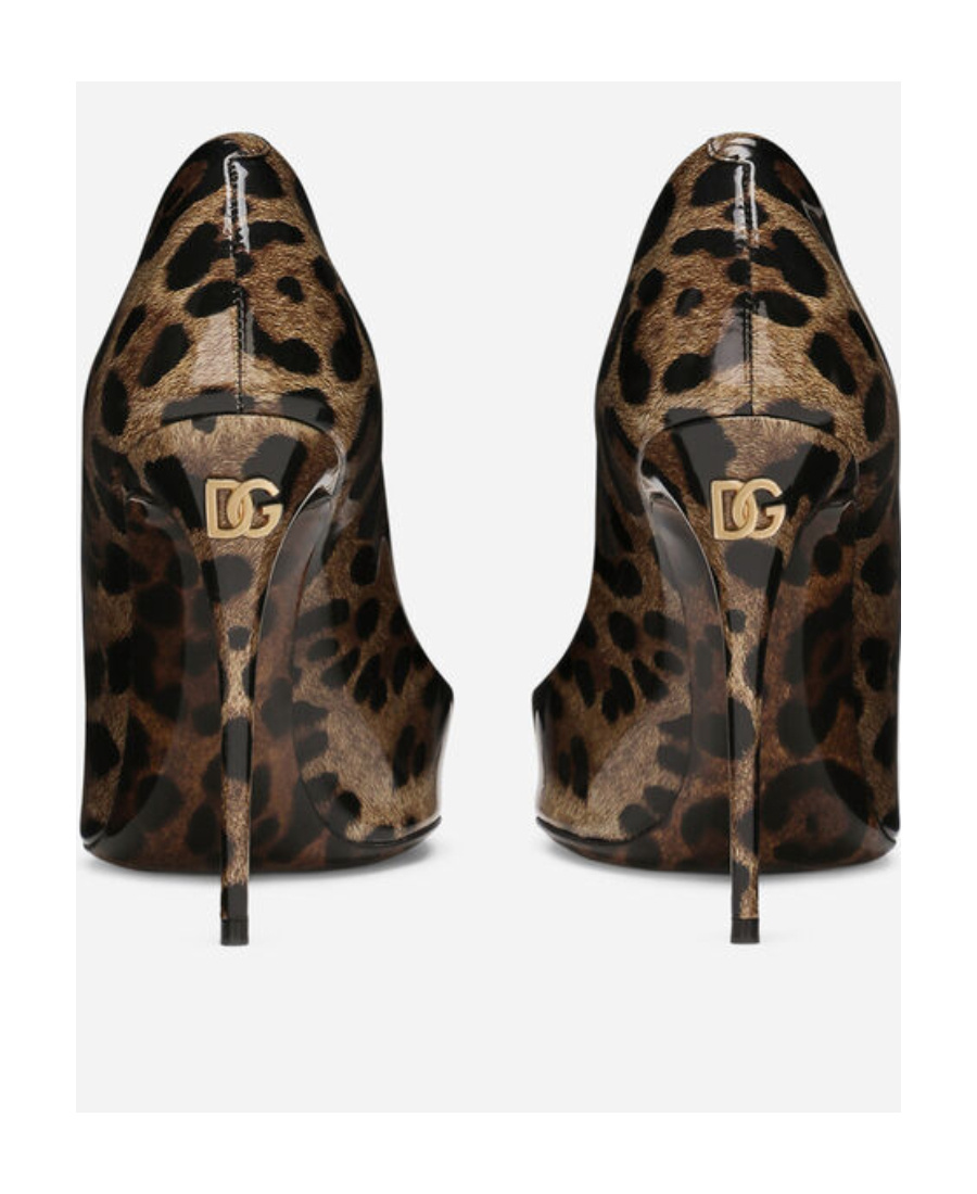 Dolce & Gabbana Printed Glossy High-heeled Shoes In Black