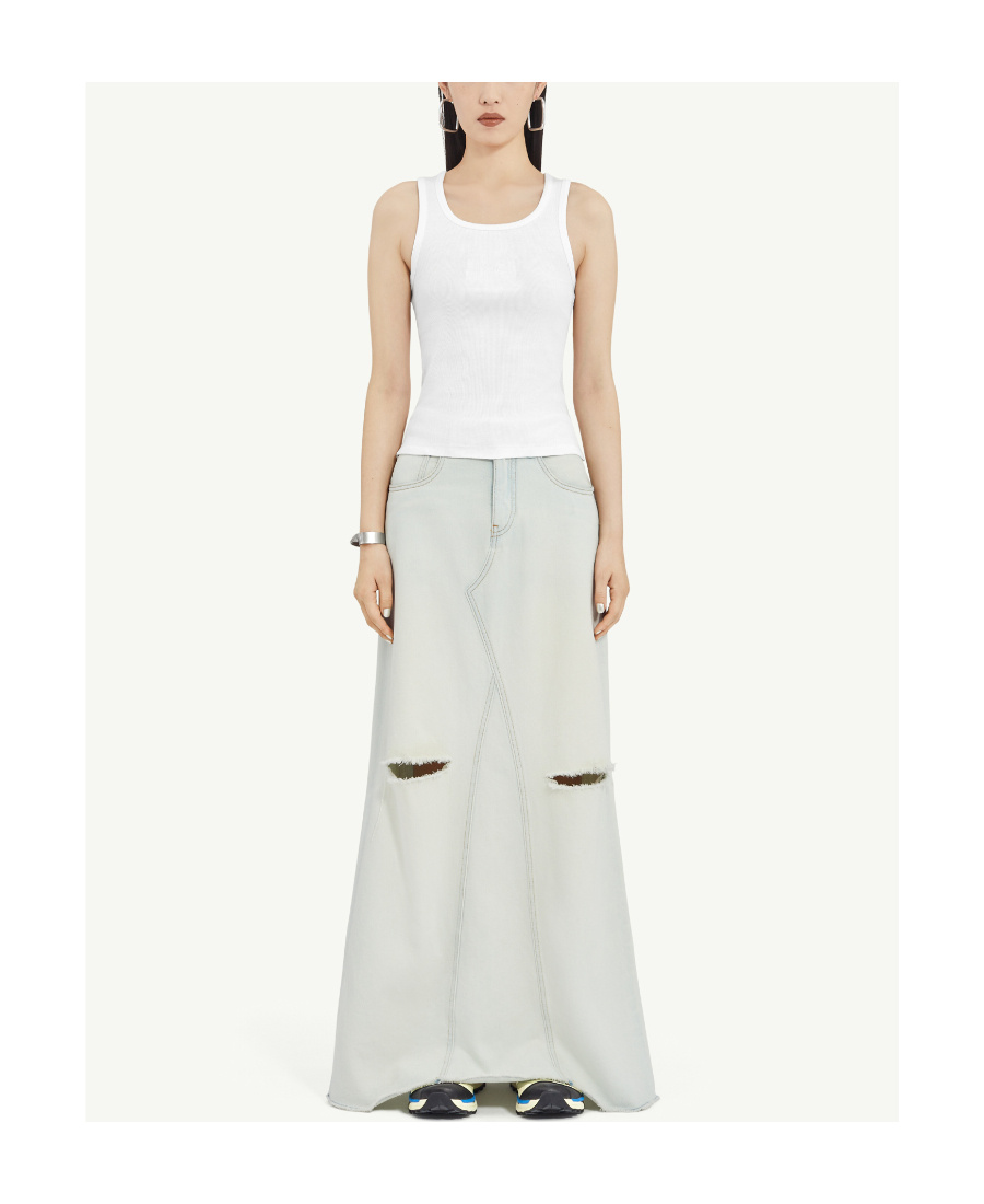 Shop Mm6 Maison Margiela Cotton Rib Jersey Vest Top In White
