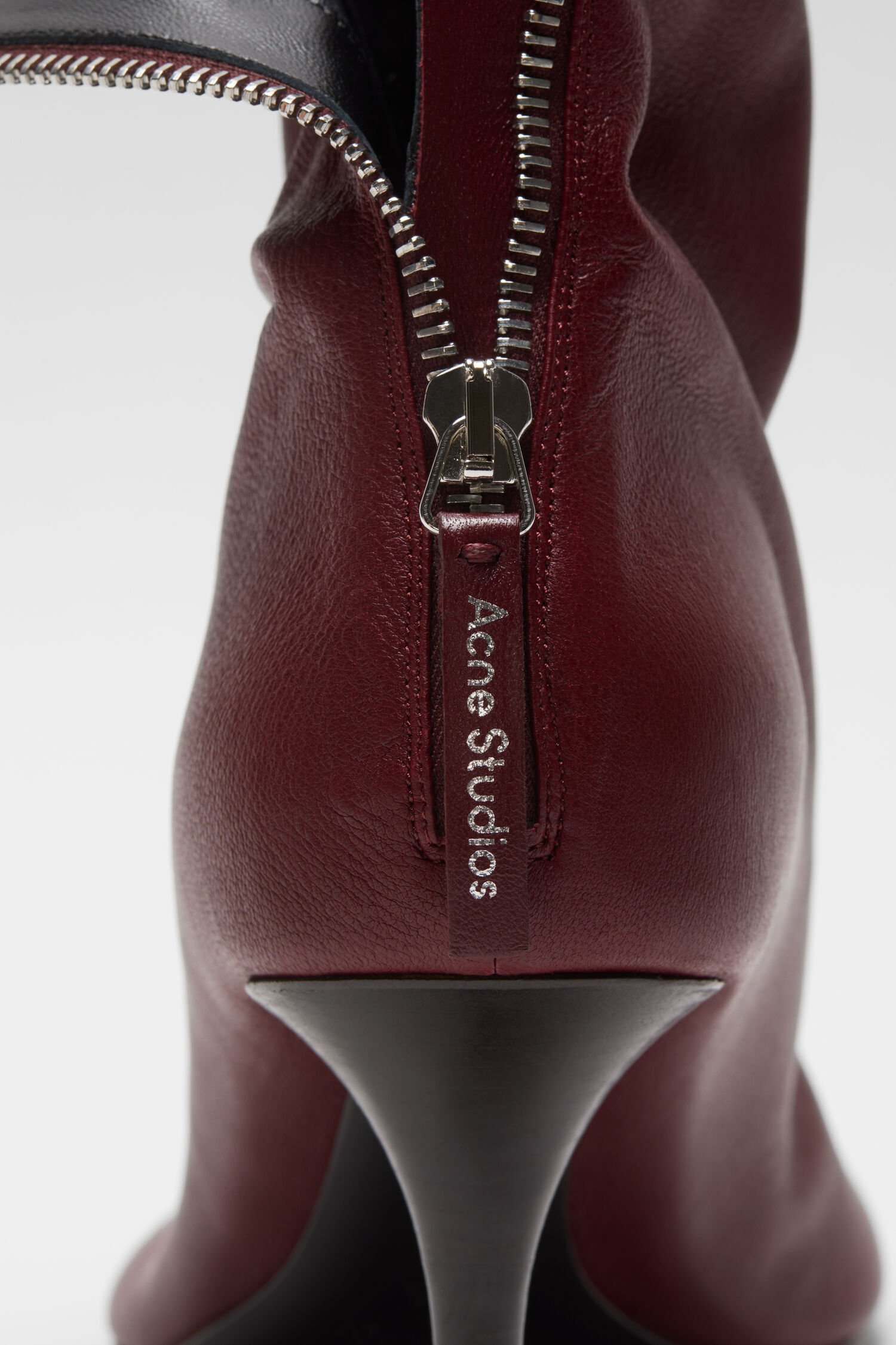 Acne Studios 75mm Zip Leather Boots In Burgundy