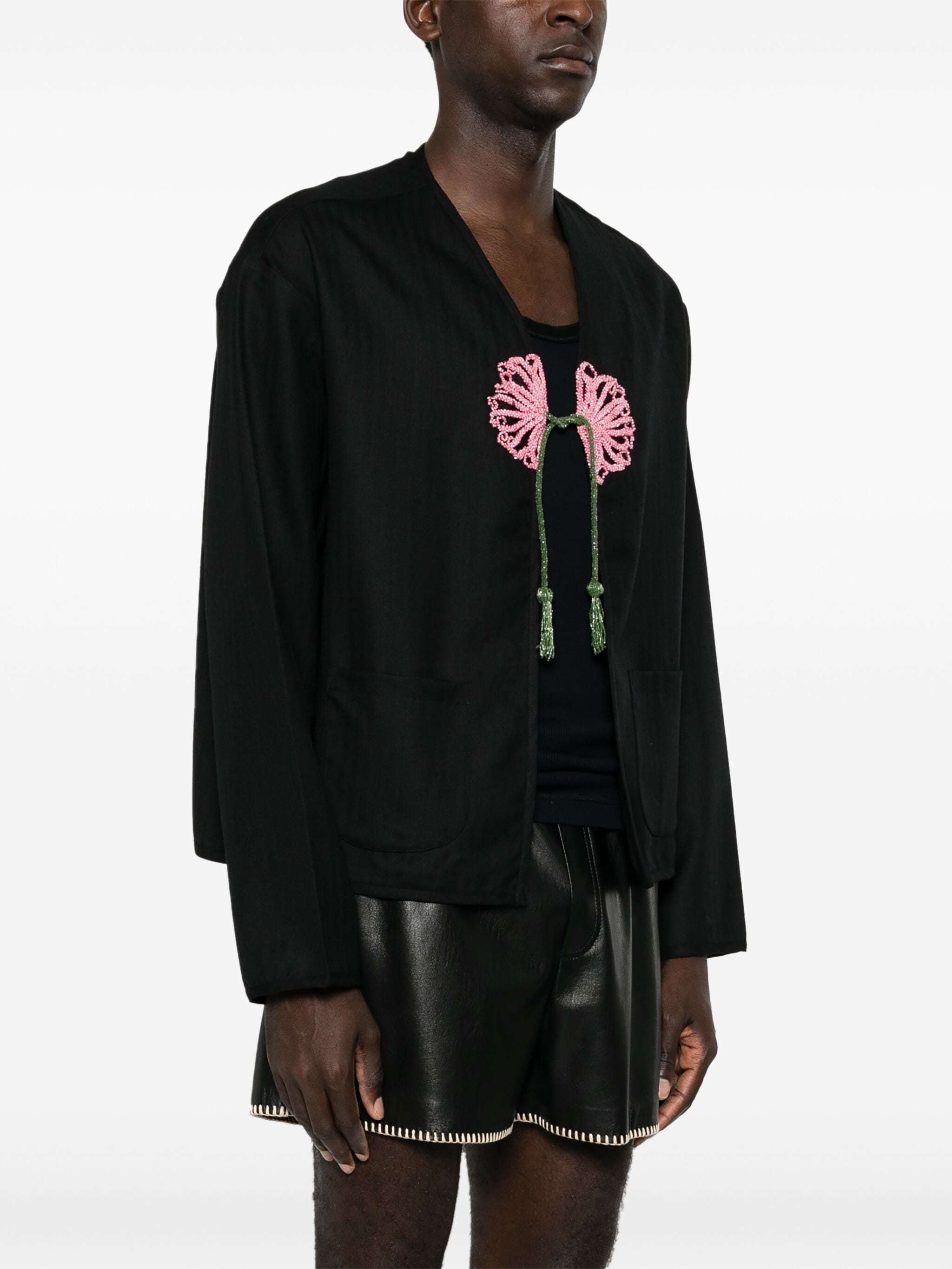 Bode Black Beaded Abilene Jacket In Black