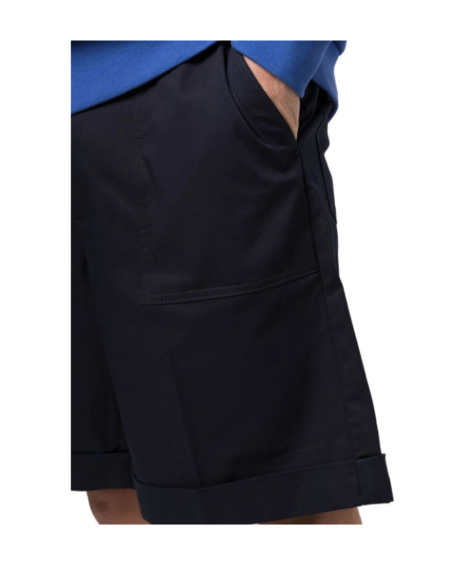 Moncler Pressed-crease Cotton Shorts In Blue
