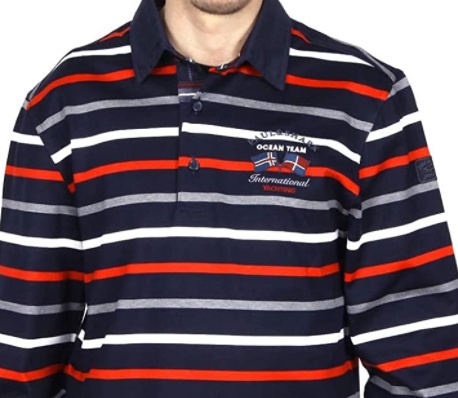 Paul & Shark Striped Long-sleeved Polo Shirt In Black