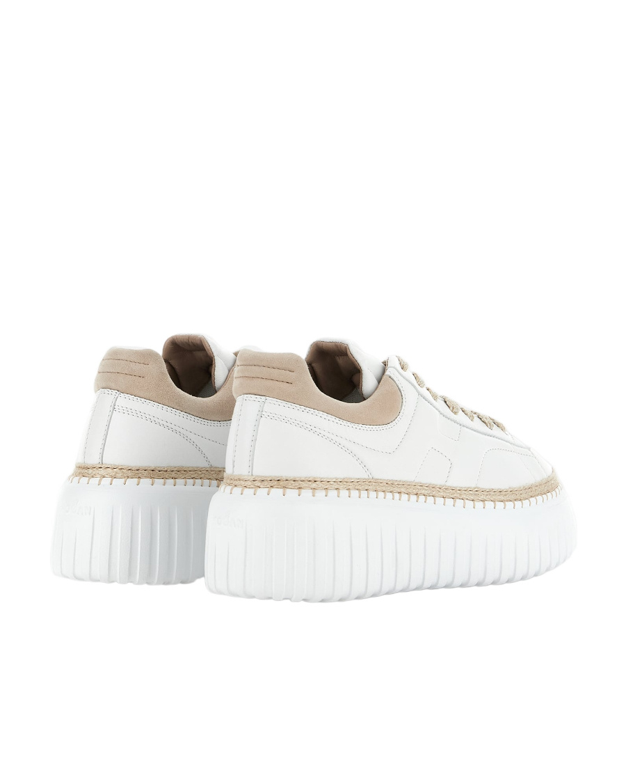 Hogan Leather H-stripes Platform Sneakers In White