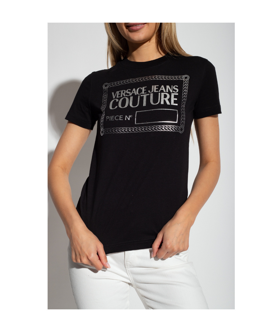 Versace Jeans Piece Number-print Short-sleeve T-shirt In Black