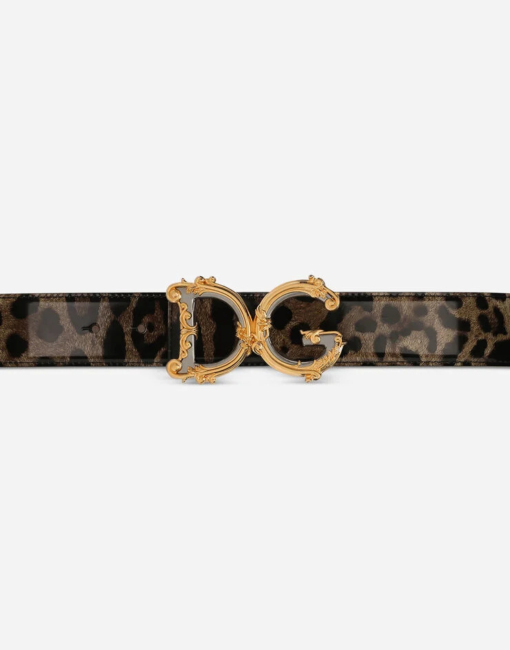 Dolce & Gabbana Logo-plaque Leopard-print Belt In Black