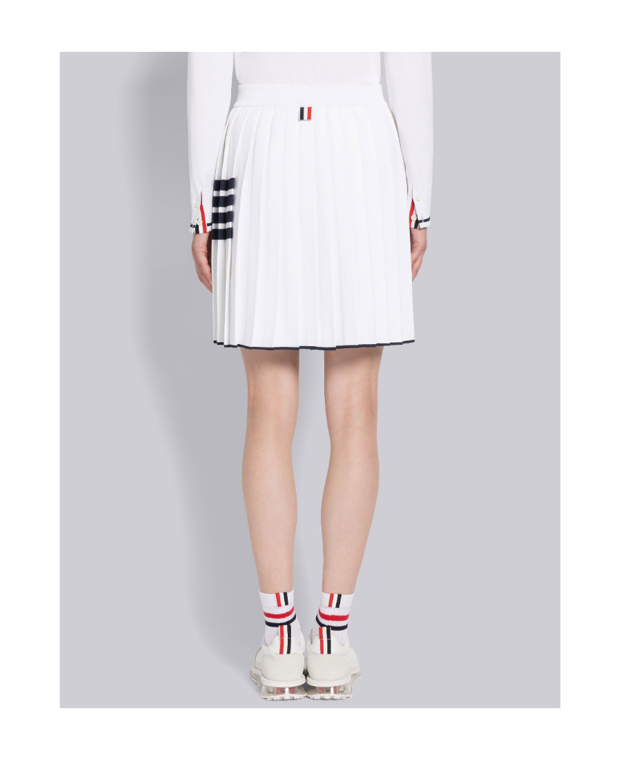 Shop Thom Browne 4-bar Pleated Miniskirt In White