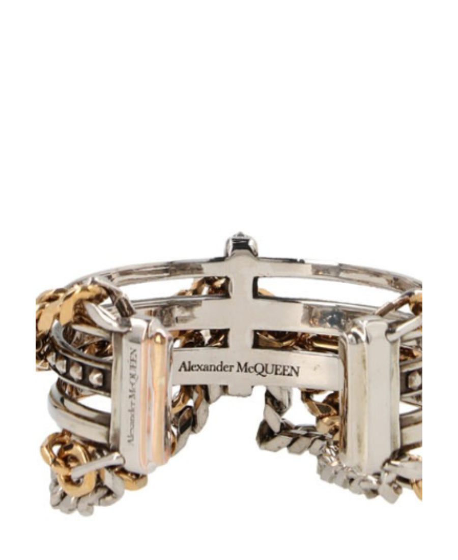 Alexander Mcqueen Multi-chain Cuff Bracelet In Yellow