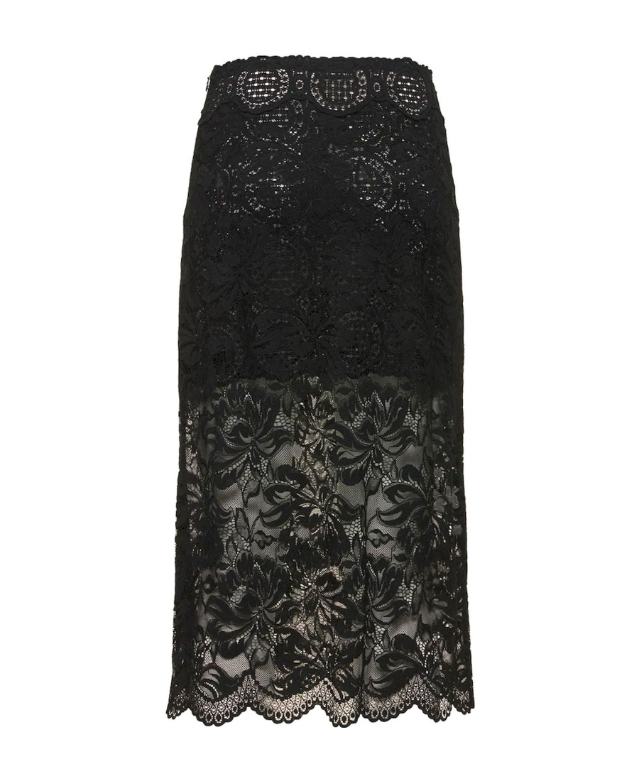 RABANNE FLORAL-LACE MIDI SKIRT