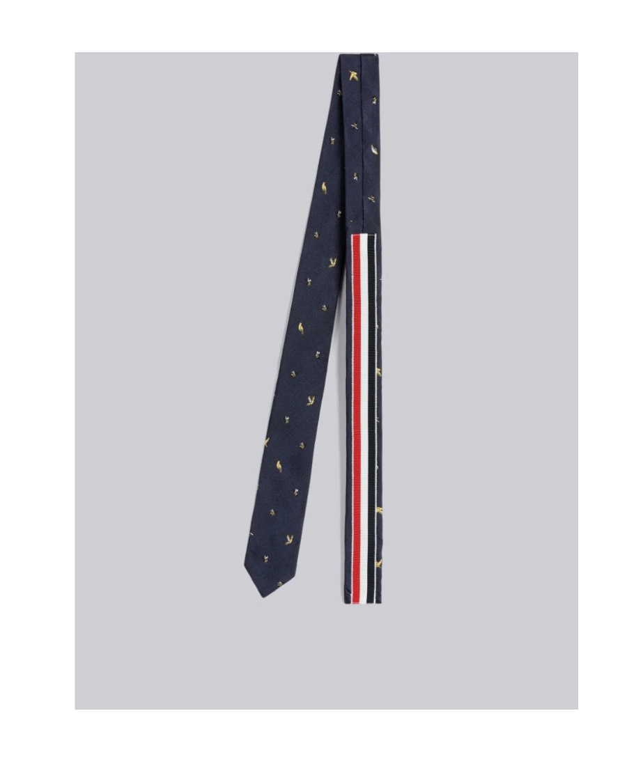 Thom Browne Birds And Bees Jacquard Classic Tie In Black