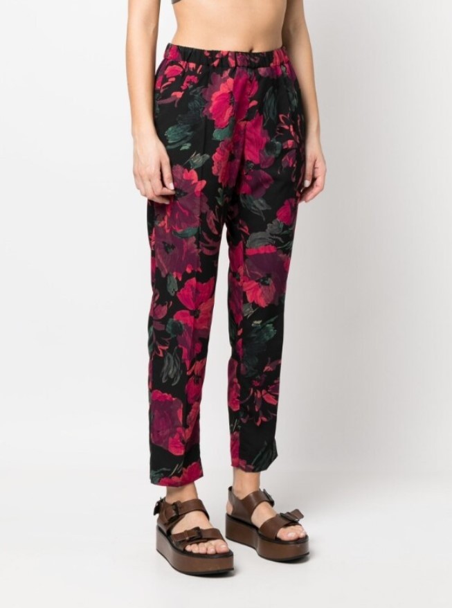 Dries Van Noten Floral Casual Pants In Black