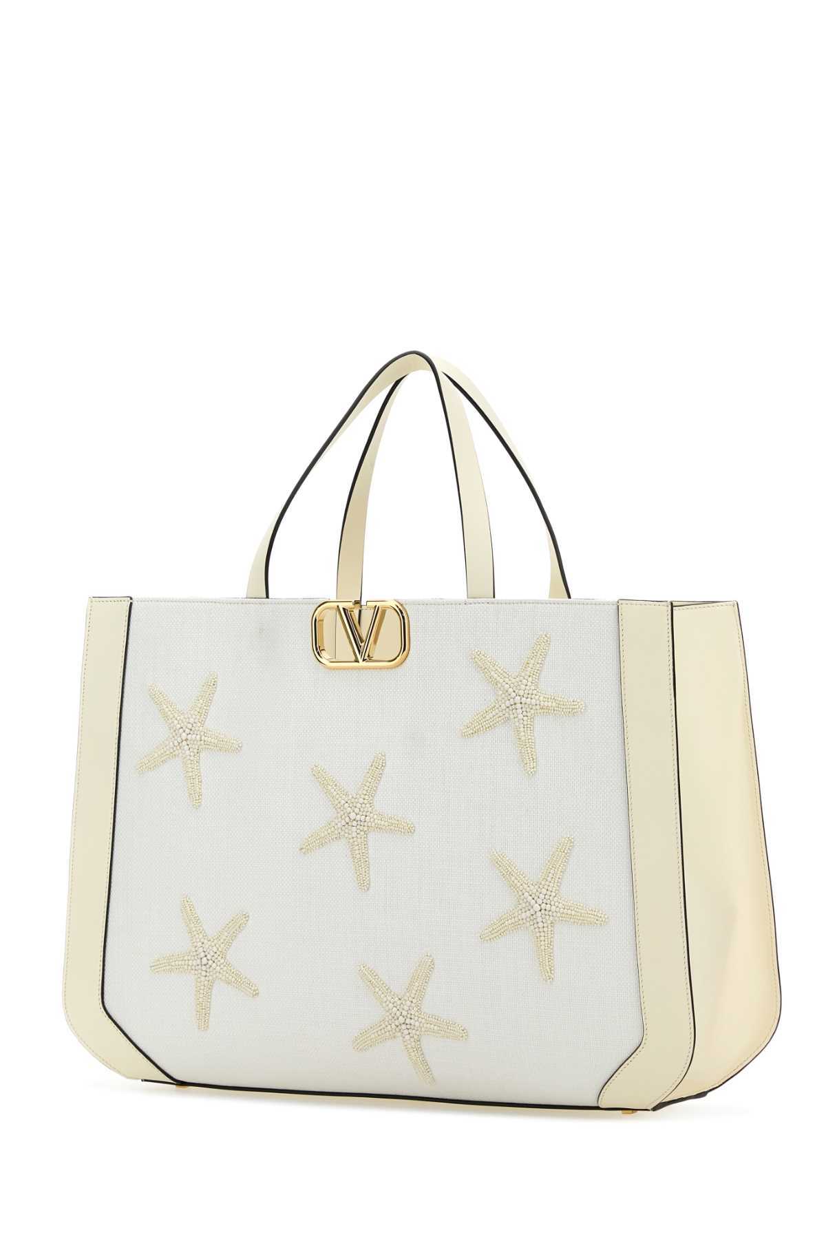 Valentino Escape Tote Bag In White/lemon Yellow