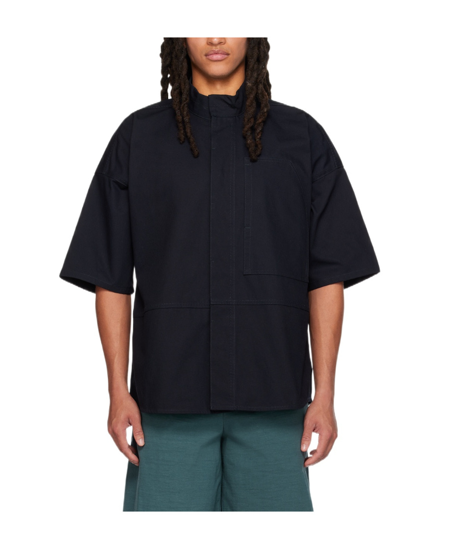 Jil Sander Spliced Short-sleeved Shirt In Black